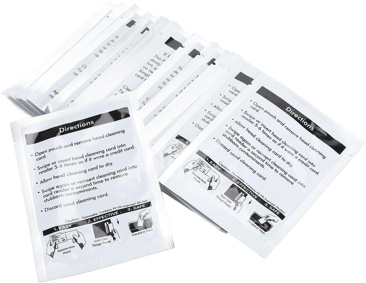 Dailygoody - OmGoods - Dailygoody - Creditcardlezerreiniger - Reinigingskaarten - 50 stuks - Dubbelzijdig - Geschikt voor 90 605X X6 - Voor kaartlezers en printers