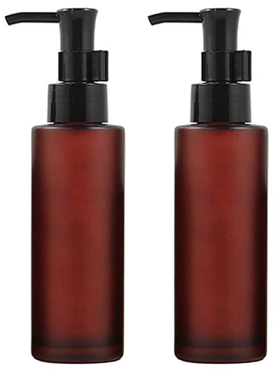 Dailygoods - Dailygoody - Premium Frosted Glas Pomp Flessen - Cosmetische Container - Luxe Ontwerp - Rode Wijn - Lotion Dispenser - Geschikt voor Thuis en Reizen