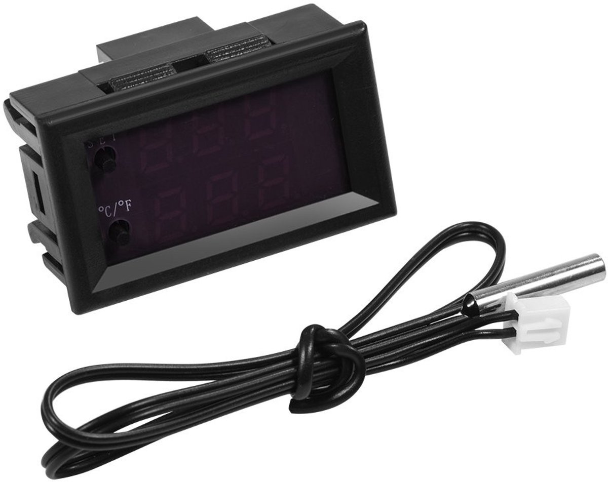 Dailygoods - Dailygoody - Digitale Microcomputer Thermostaat Schakelaar - Temperatuurregeling - Zwart - LED Display - Gebruik in Broedgebieden - Voor Airco en Appa...
