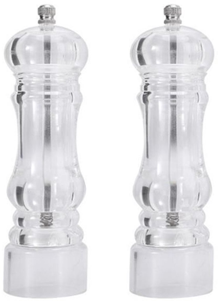 Peper Zout Molen Set – Transparant Acryl – Instelbaar Maalgraad – Twee Traps Maalsysteem