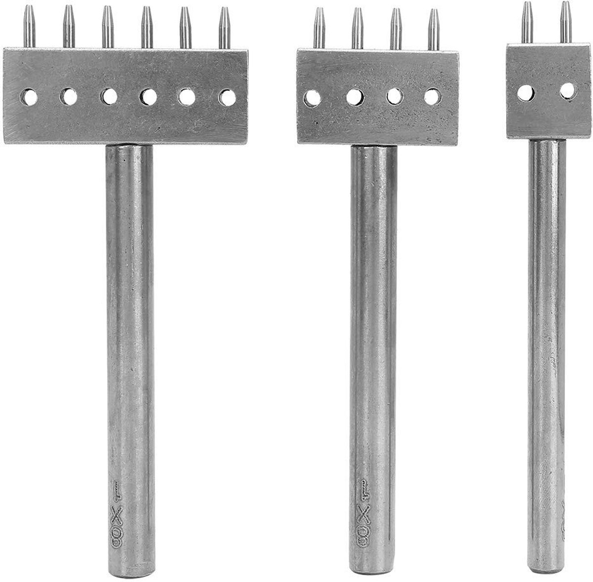 Dailygoody - 3-delige Prong Punch-gereedschapsset - Afstandsponsgereedschapsset - Duurzaam staal voor lederen ambachten - 16 x 12 x 5 cm - Multifuncti...
