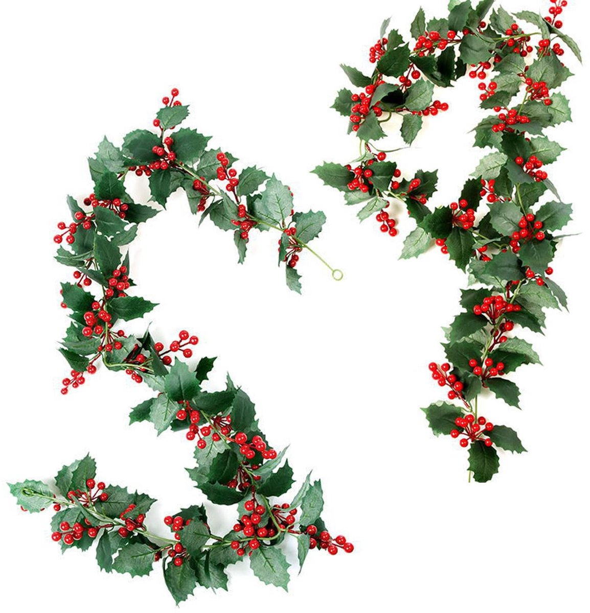 Dailygoods - Kunstmatige Kerstslinger met Rode Bessen en Hulstbladeren