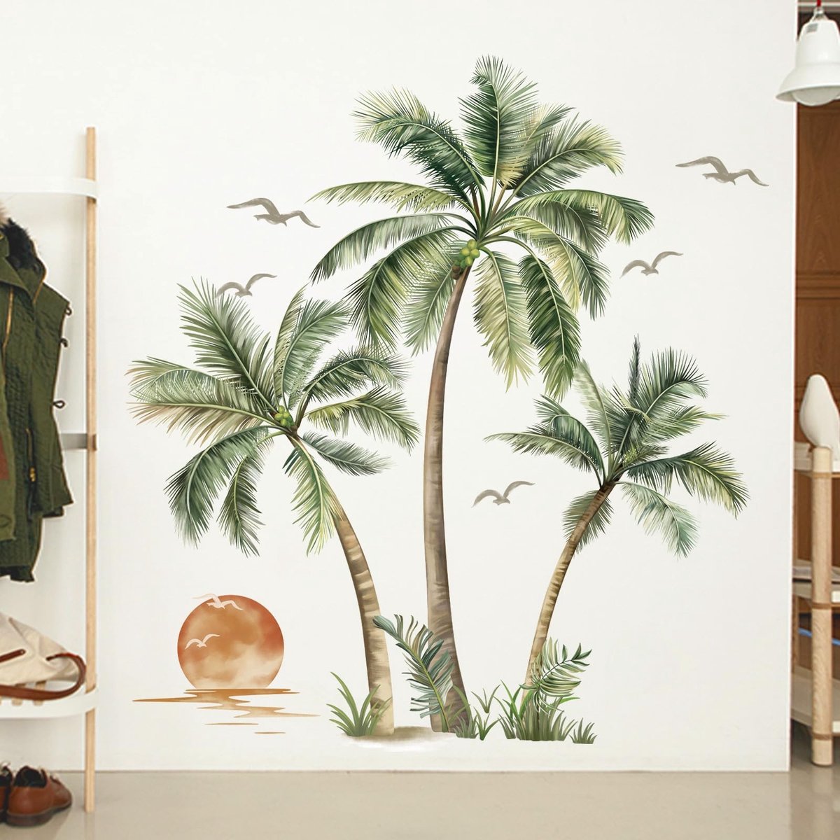 Dailygoods - Dailygoody - Boho Palmboom Muurstickers - Tropische Wanddecoratie - Gemakkelijk aan te brengen - Herbruikbaar - Decoratie voor elke ruimte - Geschikt ...