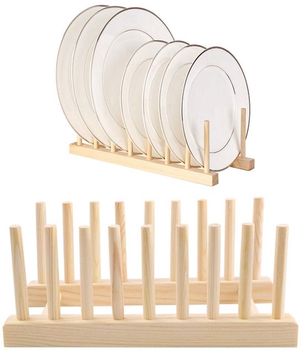Keukenschotelrek - Houten Organizer - Multifunctioneel - 1 stuk - Natuurlijk hout