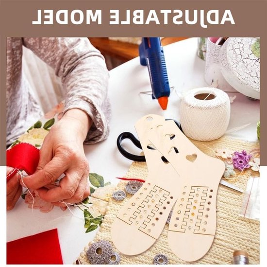 Set van 4 Verstelbare Houten Sokblokken, Duurzame Sokspanner voor Breien en Haken, Ideaal voor Beginners en Creatieve Projecten — afbeelding 2