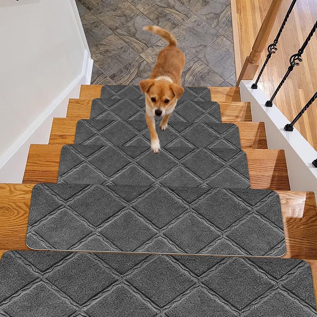 Antislip Trapmatten voor Huisdieren, Senioren en Kinderen - Herbruikbaar en Op Maat Snijdbaar - 15 Stuks Donkergrijs 55 x 19 cm
