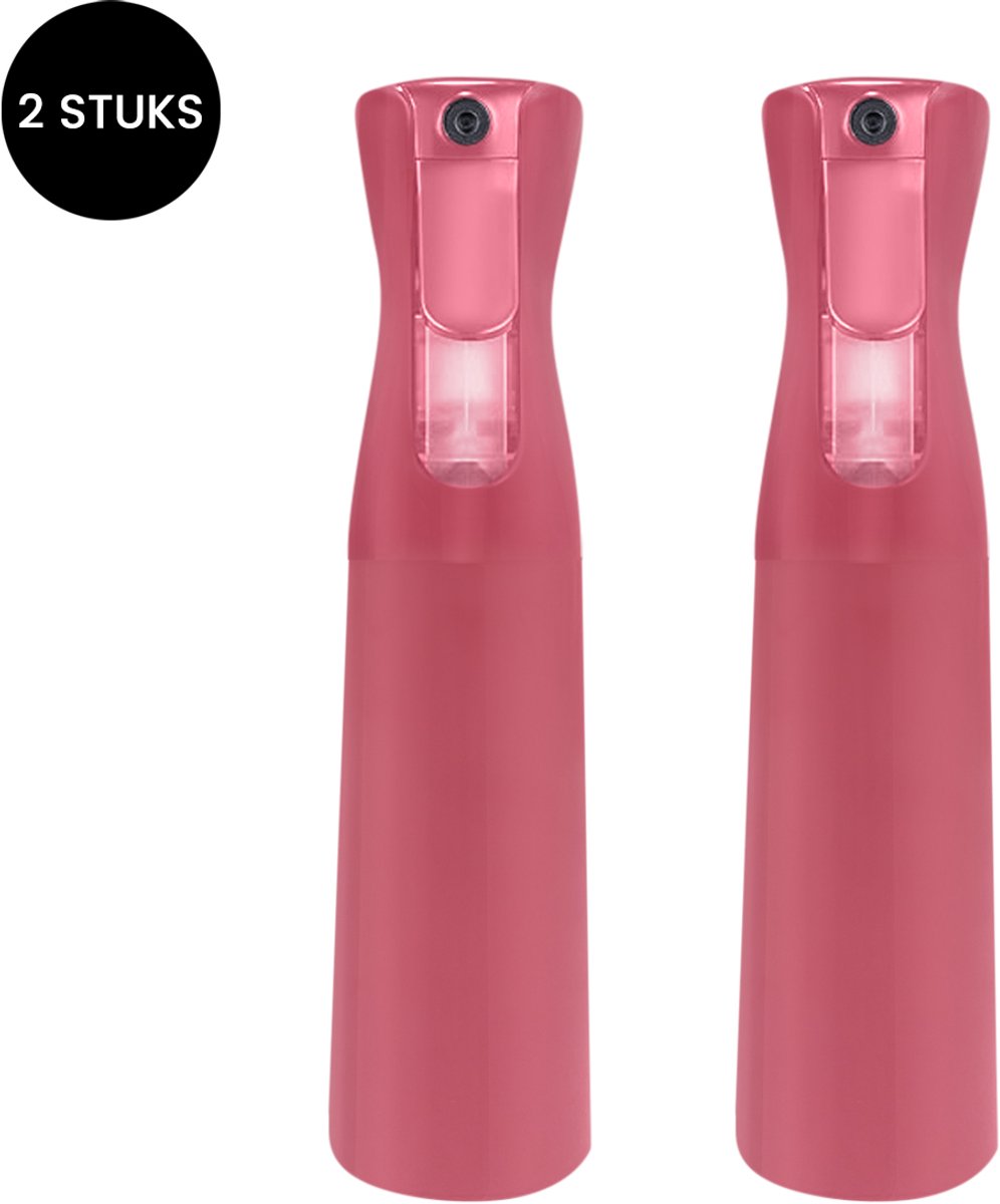 Purepeak Waterspuit Haar Set 2 Stuks - Haarspuit - 300ml - Kappersspuit - Knijpfles - Sprayfles - Waterverstuiver krullen - Roze - Plantenspuit - Mist Spray Bottle
