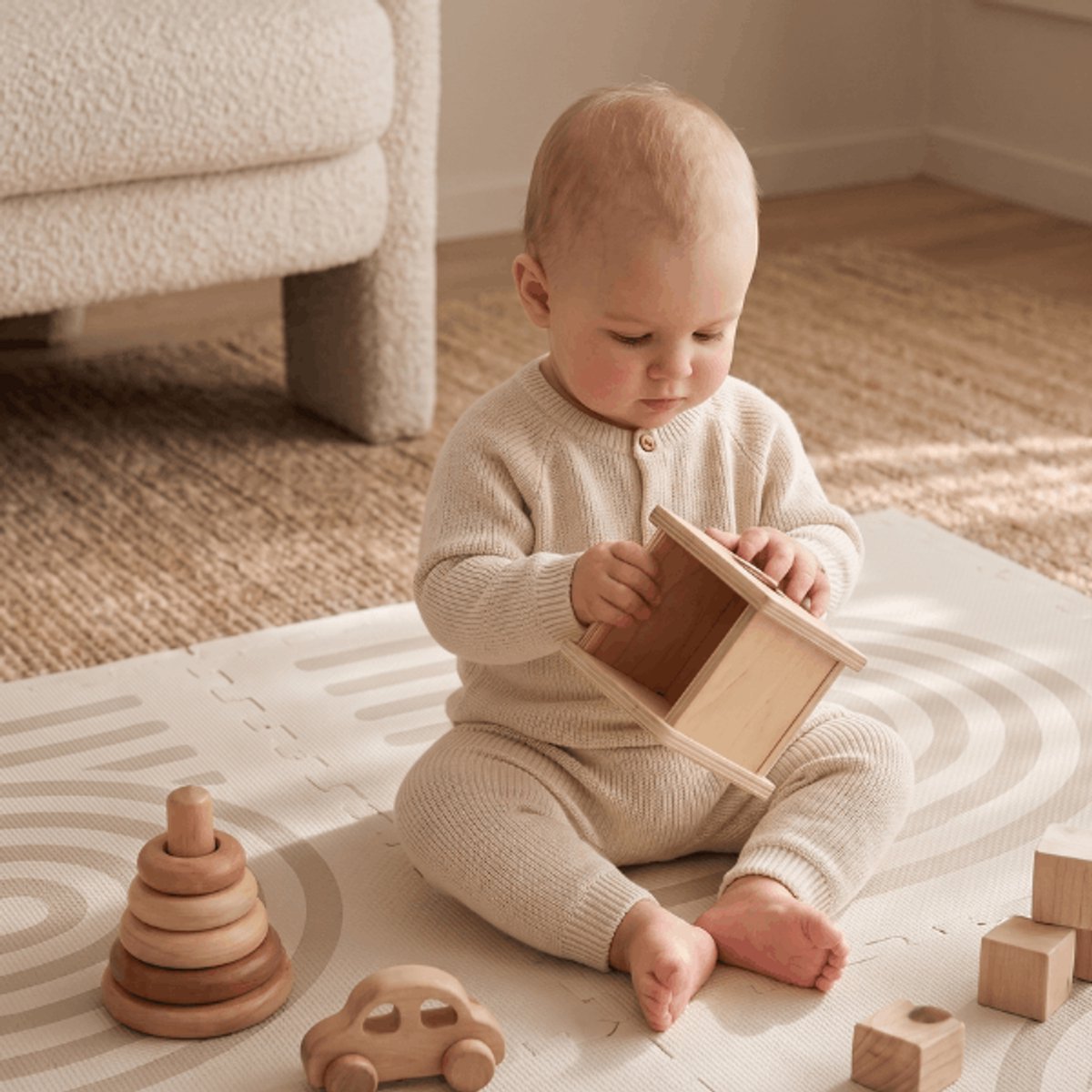 Broyari® Speelmat Baby 120x180 cm – Beige EVA Foam Puzzelmat – Waterafstotende Kruipmat voor Baby & Peuter – Vrij van Schadelijke Stoffen – Incl. Opbergtas — afbeelding 3