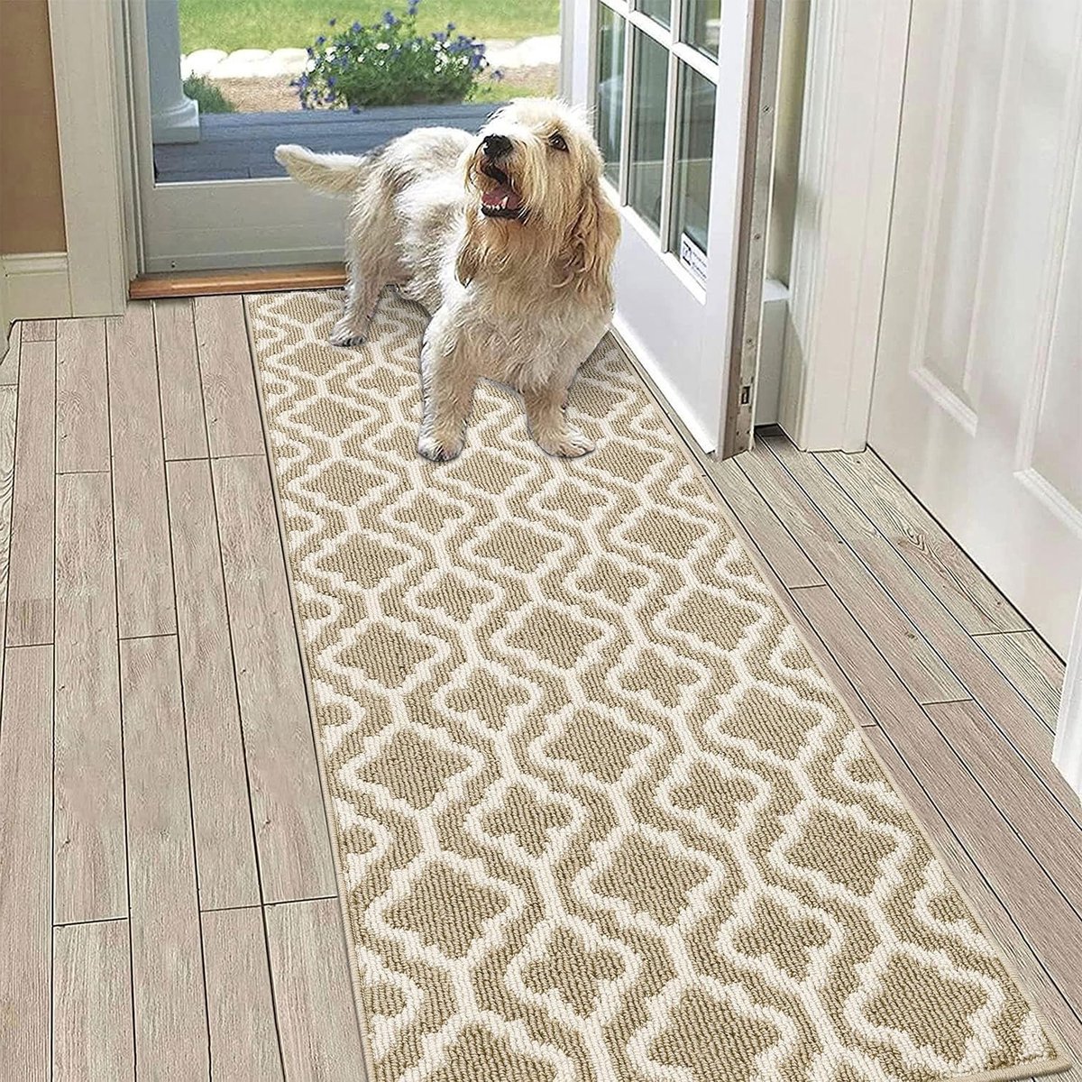 Lange Beige Loopmat 60x180 cm, Antislip Keuken- en Hal Runner, Wasbare Vloermat voor Entree en Eetkamer