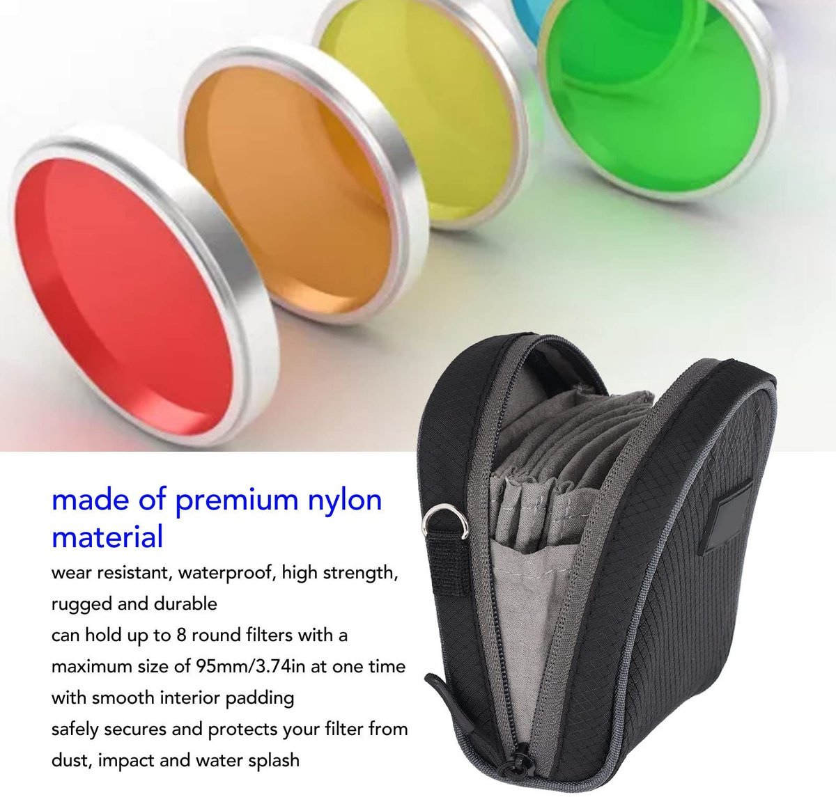 Dailygoods - Dailygoody - Lensfilterzak - Reizen - Waterdichte Filterkoffer - 8 Zakken - Stofdichte en stevige behuizing - Geschikt voor 95 mm filters - Compact fo..
