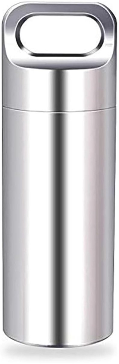 Dailygoods - Dailygoody - Mini-pillendoos - Waterdichte pillsleutelhanger - Compact en lichtgewicht - Zilver - Voor onderweg - Ideaal voor outdoor en camping
