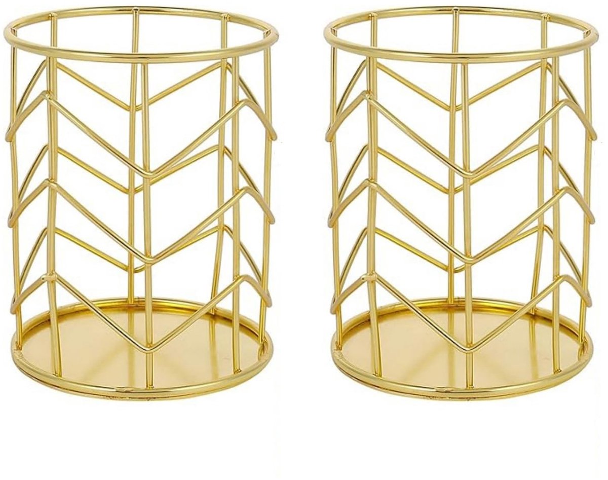 Dailygoods - Dailygoody - Gouden pennenhouders - Bureau organizer - Ideaal voor kantoor en school - Set van 2 - Stijlvol en praktisch - Goud