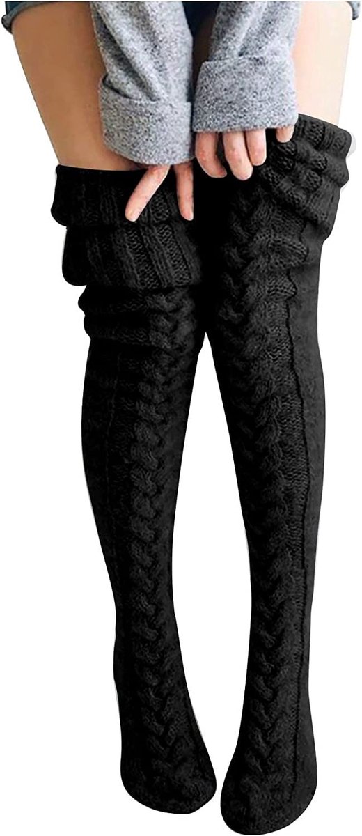 Dailygoods - Dailygoody - Extra lange overknee-sokken - Warme wintersokken - Grof gebreide sokken - 7 kleuren - Kousen - Geschikt voor meisjes - Gebreide hoge knie...