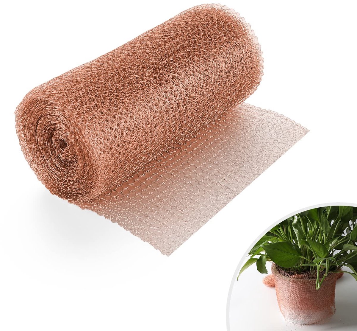 Dailygoods - Dailygoody - Koperen gaas - Flexibel beschermnet - 12.5cm x 6m - Tegen knaagdieren en slakken - Tuinplant bescherming - Koperkleurig