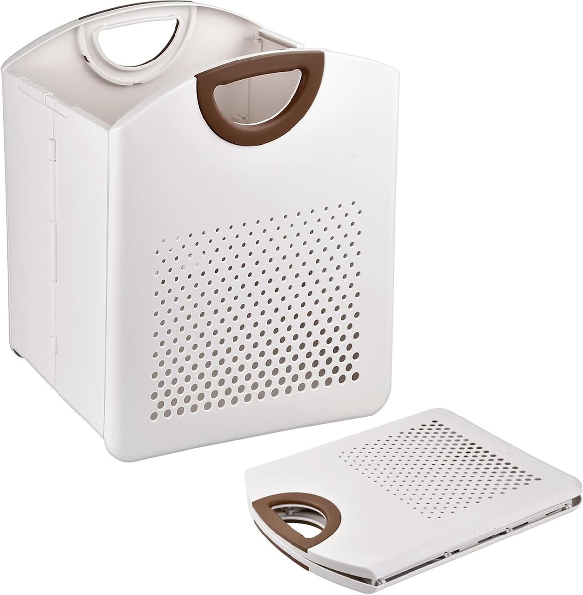 Opvouwbare vuile wasmand van kunststof, 27 liter, ademend en robuust, ideaal voor badkamer en slaapkamer, met handvat voor gemak