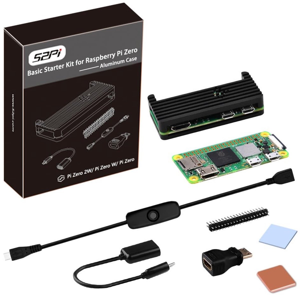 Allecto - Raspberry Pi Zero 2 W Starter Kit - Raspberry Pi Kit - Inclusief behuizing - Compact formaat - Perfect voor hobbyisten - Eenvoudig aan te...