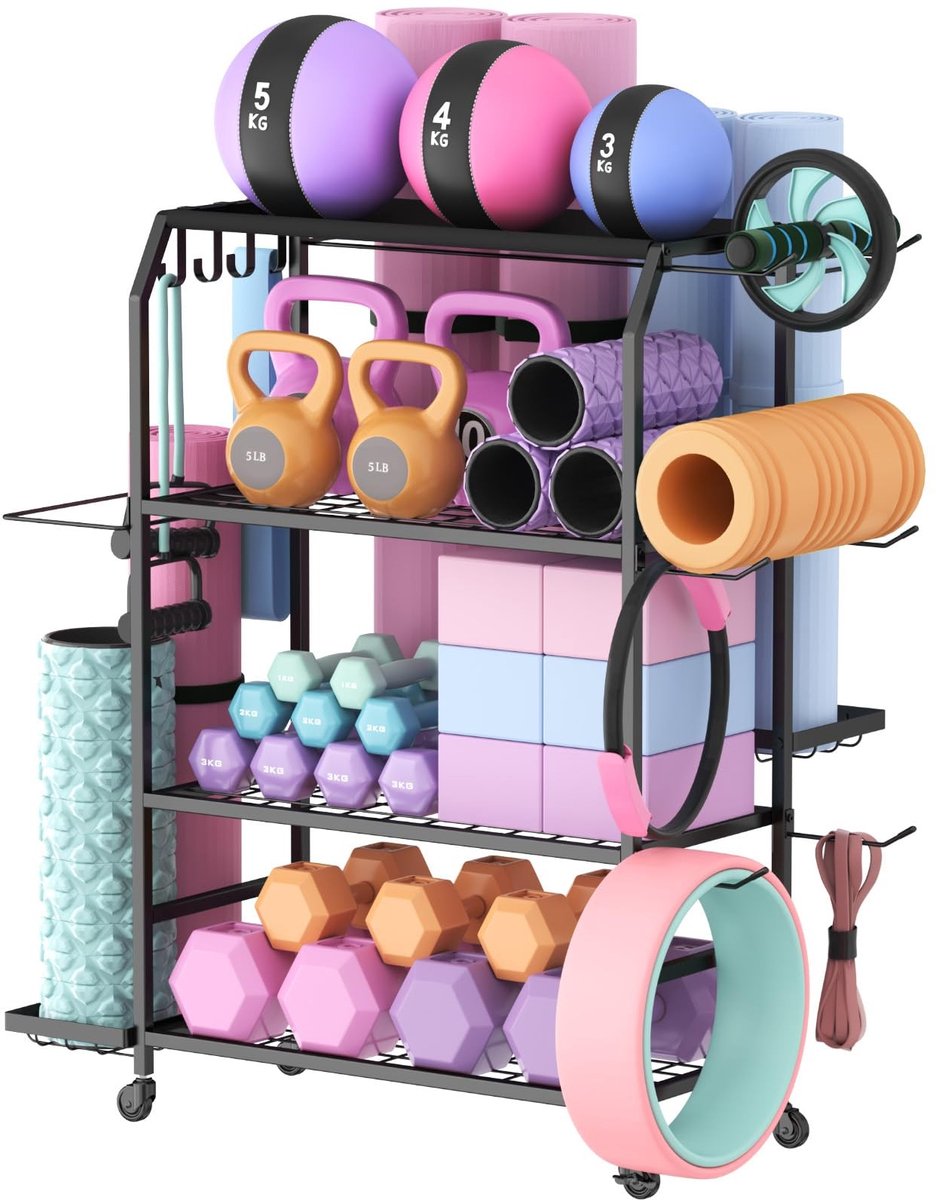Dailygoody - Yogamat Houder - Fitness Accessoires Organizer - Ideaal voor Home Gym - Large - Opslag voor Halters en Kettlebells - Geschikt voor Thuis ...