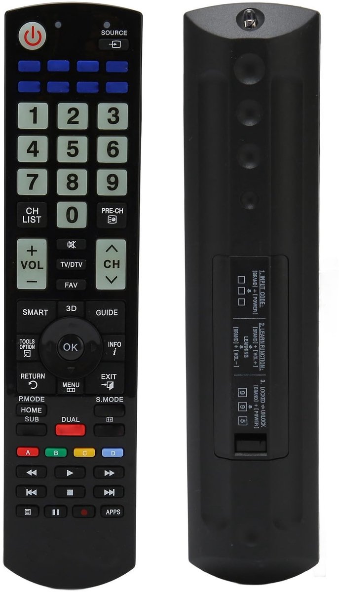 Dailygoody - Universele Tv-Afstandsbediening - 8 in 1 - Perfecte vervanging voor oude afstandsbediening - Compact formaat - Voor tv's en audio apparat