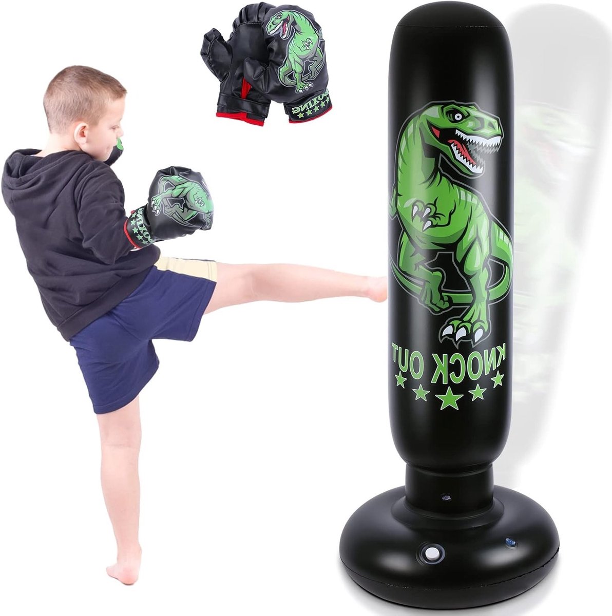 Bokszak voor kinderen 160 cm met bokshandschoenen, ideaal voor training in karate, taekwondo en MMA, perfect sportspeelgoed voor actieve kinderen