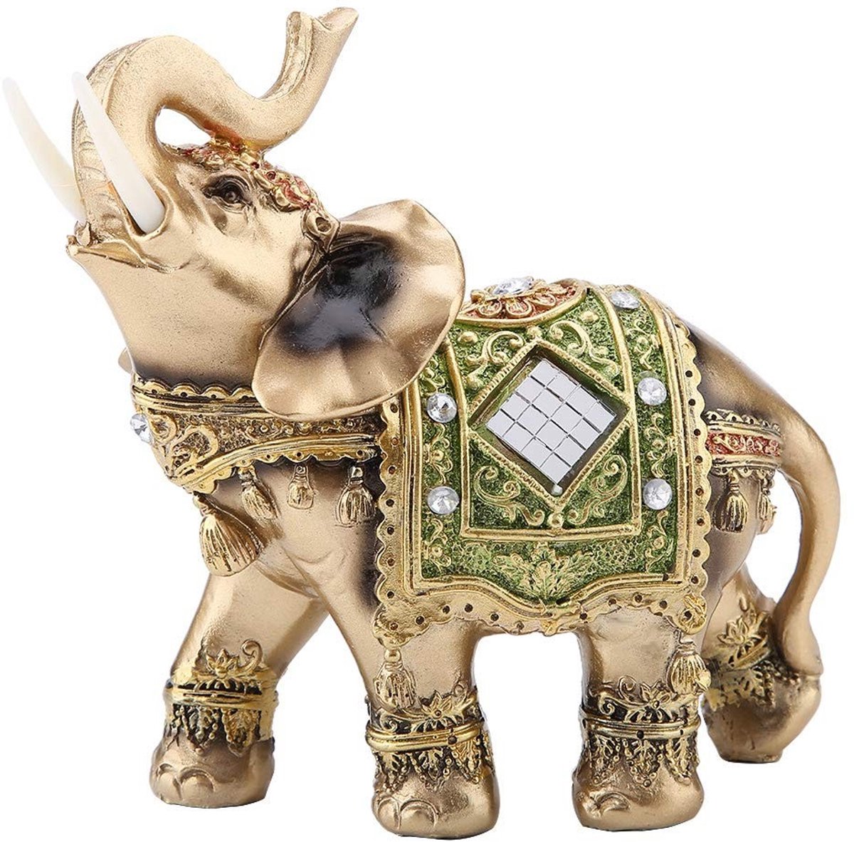 Dailygoody - Elephant Figurine - Polyresin Olifant - Decoratie voor Thuis - Groen - Beeldhouwwerk - Geschikt voor Kantoor en Hotel