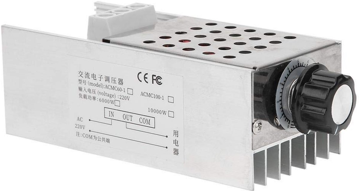 Dailygoody - Spanningsregelaar - Dimmer - Ultra High Power - 10000W - Regelaar voor snelheid en temperatuur - 220V/110V AC - Geschikt voor diverse toe...