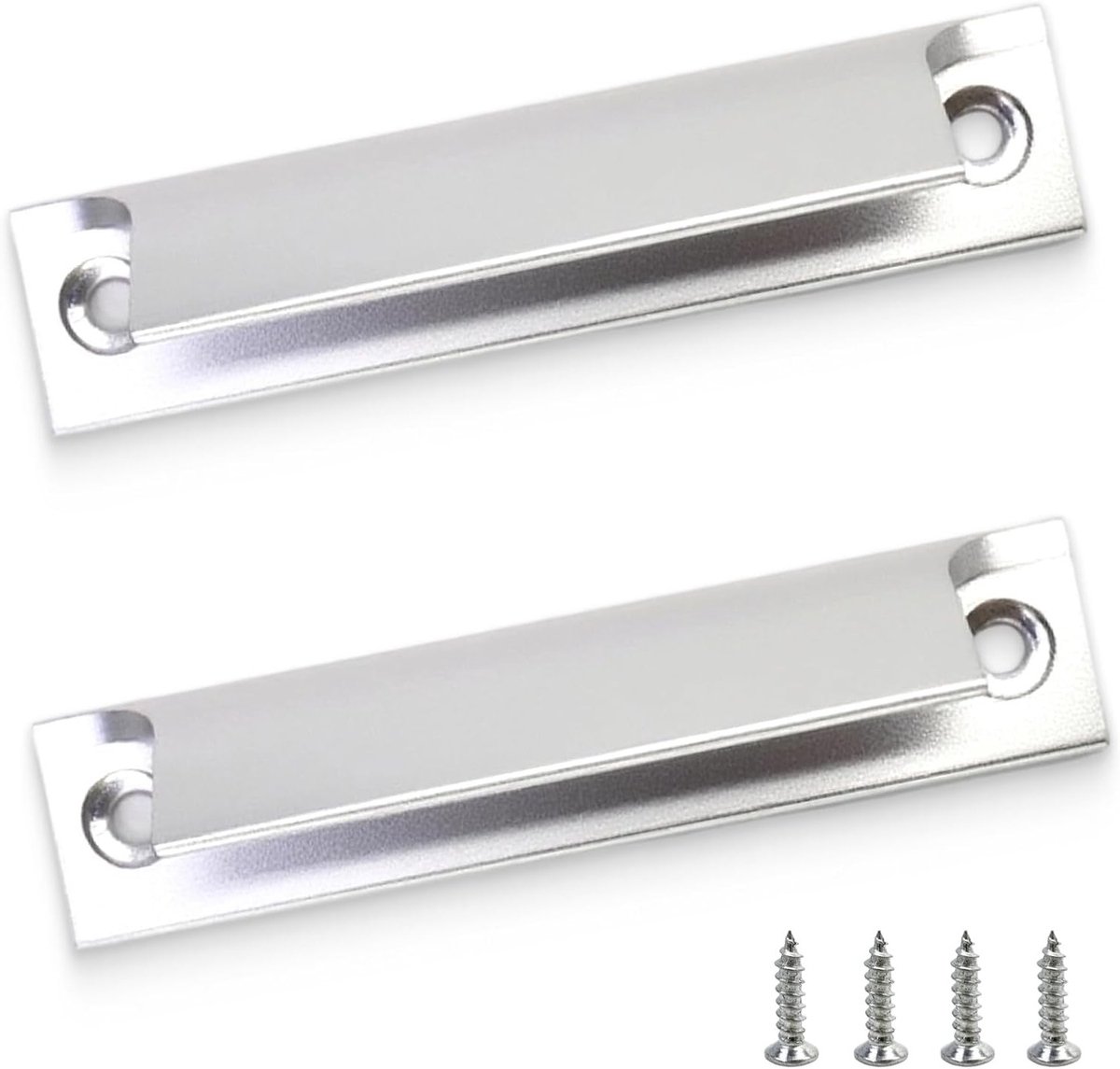 Set van 2 buiten balkon deurhandgrepen voor schuifdeuren, ramen en meubels - Aluminium legering, zilver, robuust en eenvoudig te installeren met 4 schroeven