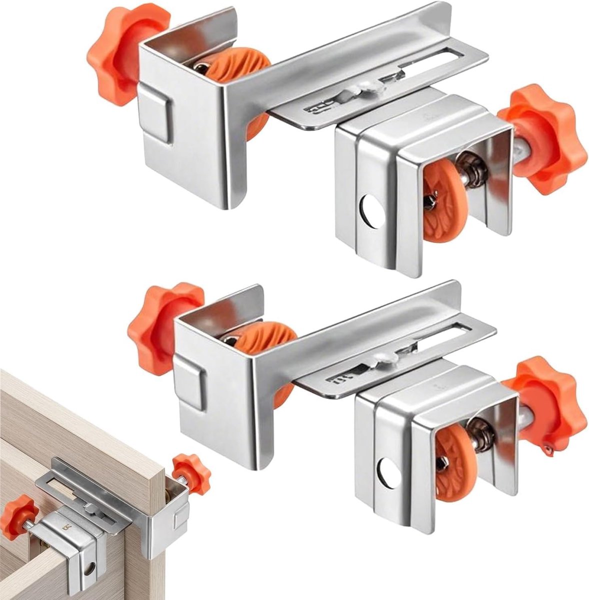2-Pack RVS Lade Fixatie Klemmen voor Paneelinstallatie - Ideaal voor Kastmontage en Meubelverbetering