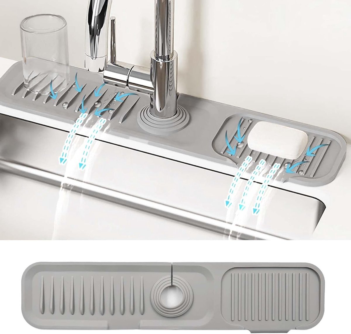 45 x 10 cm Keukenwasbak Spatbescherming, Smalle Rand Silicone Kraanmat, 5° Hellend Wateropvangmat, Keuken- en Badkameraccessoires