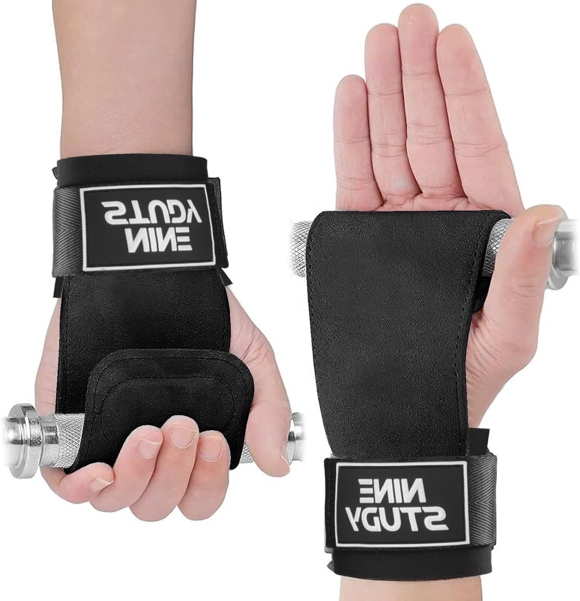 Krachttraining Zughilfen voor Gym, Handgelenksbanden van Echte Runderhuid, Grip voor Lifting en Fitness voor Mannen en Vrouwen