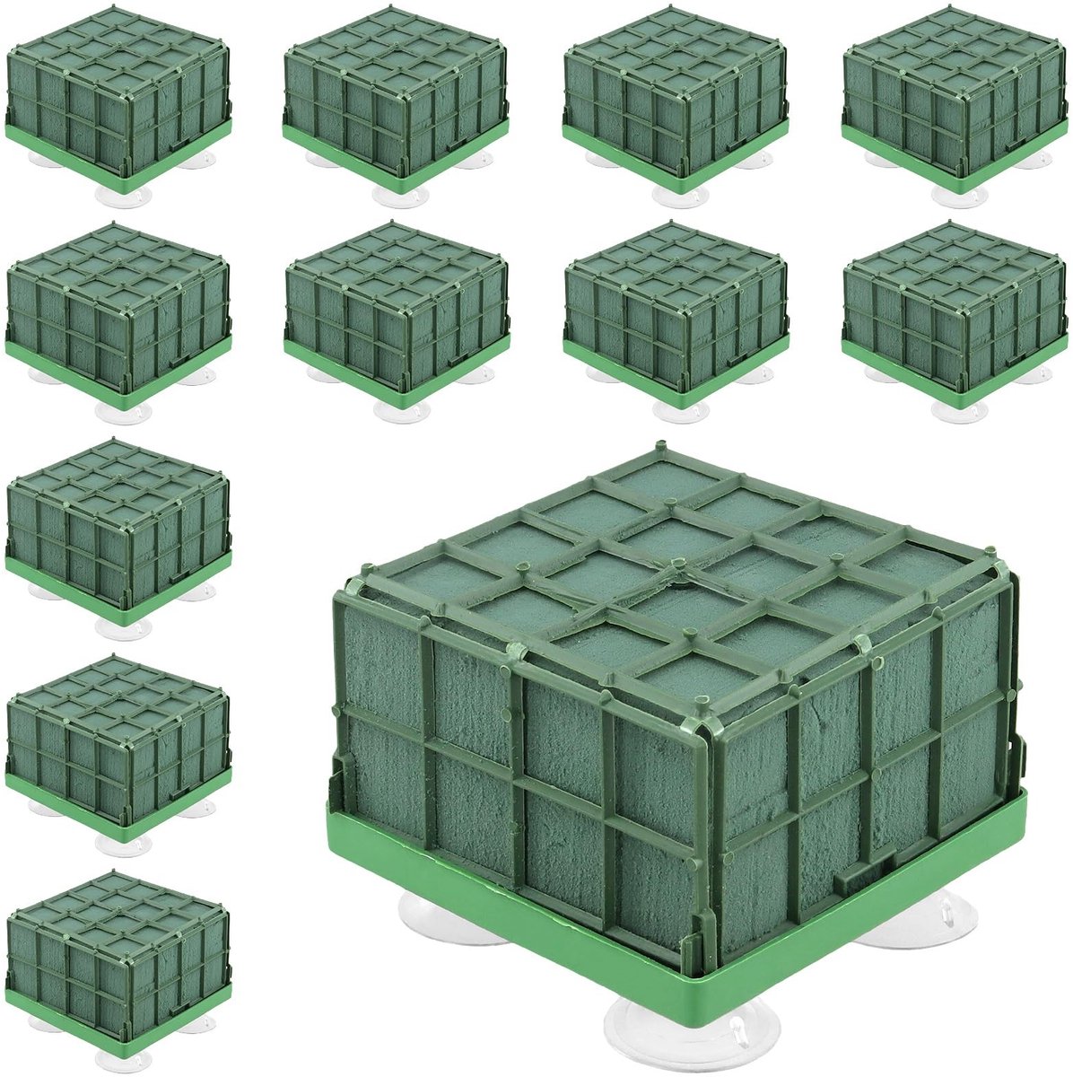 Dailygoods - Set van 12 Bloemenschuimblokken met Zuignappen