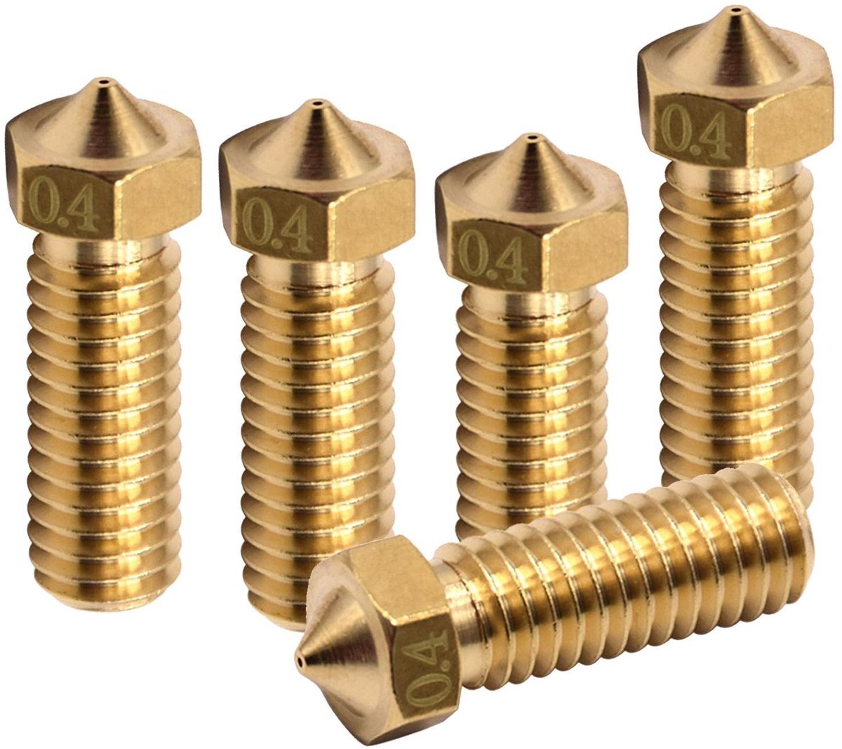 Dailygoods - 5 Stuks 0,4 mm Spuitmonden voor 3D-Printers van Messing