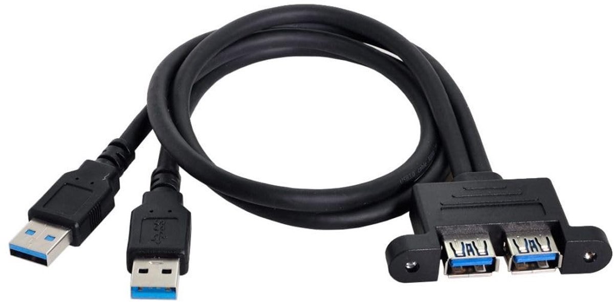 Dailygoods - Dailygoody - USB 3.0 Front Paneel Header - 2x USB 3.0 Aansluitingen - 0.5M Kabel - Dataoverdracht - Vrouwelijke Poorten - Geschikt voor PC - Zwart