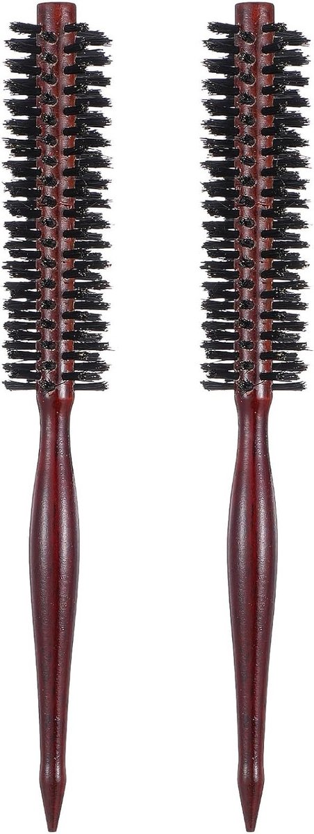 Borstels voor Baard en Haar - Set van 2 Ronde Harenborstels met Natuurlijke Varkensharen voor Korte en Lange Haarstijlen, Ideaal voor Föhnen en Stylen