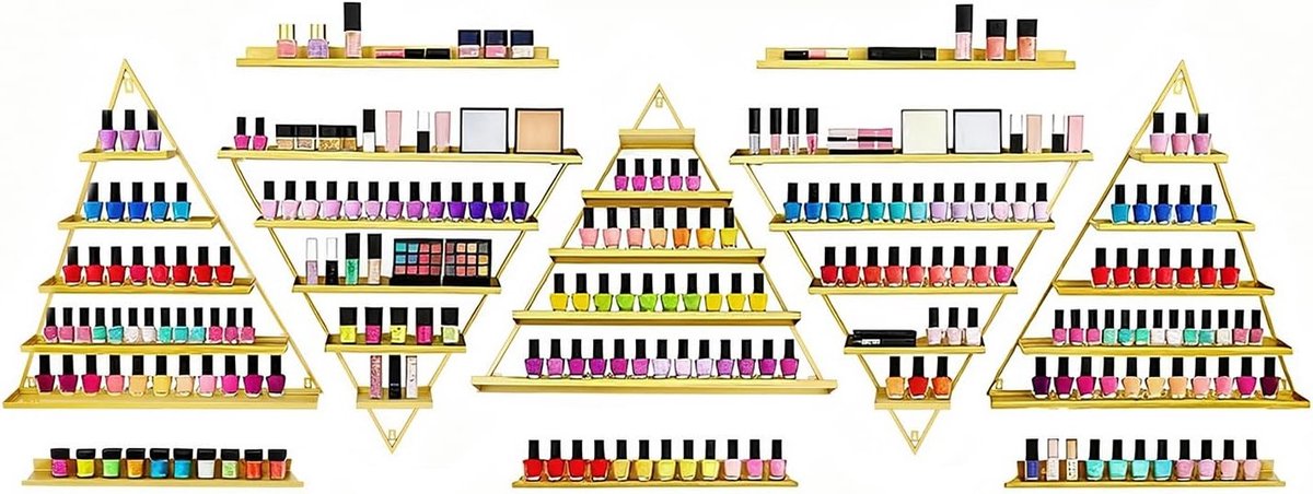 Nail Polish Organizer voor 10 Flessen, Driehoekige Stand voor Nagellak, Perfect voor Schoonheidssalons, Spas en Winkels met 5-Traps Presentatie