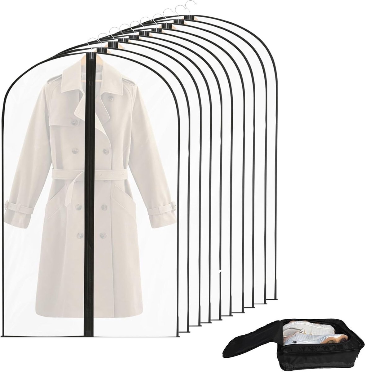 EVA Zipper Patroon Zwart Rand Dikte 60 x 80 cm - 10 Stuks Combinatie + Kleine Schoenentas voor Organisatie en Reizen
