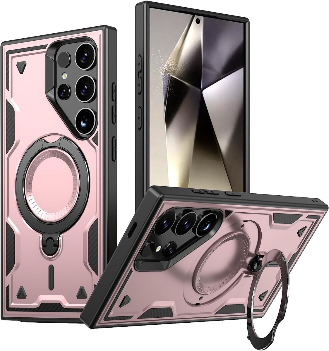 Case voor Samsung Galaxy S24 Ultra - Magsafe Compatibel, 360° Draaibare Ring, Schokbestendig en Robuust Ontwerp, Bescherming voor Smartphone