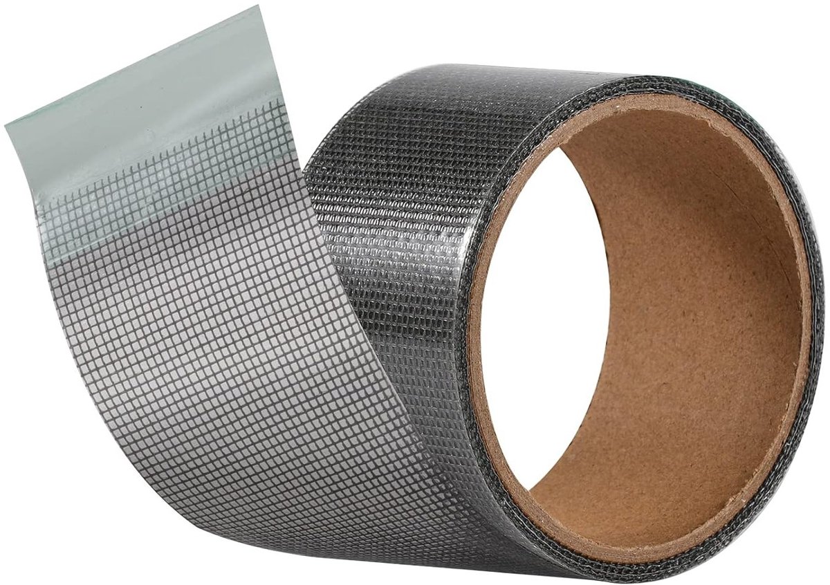 Sterke Zelfklevende Reparatietape voor Raam- en Deurschermen - Ideaal voor het Dichten van Insectenopeningen en Scheuren in Gaasnetten (Grijs)