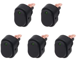 Dailygoods - Dailygoody - Waterdichte LED Tuimelschakelaar - 12V AAN/UIT - Geschikt voor Auto en Boot - Groen - 3 Pins - Ideaal voor aanpassingen