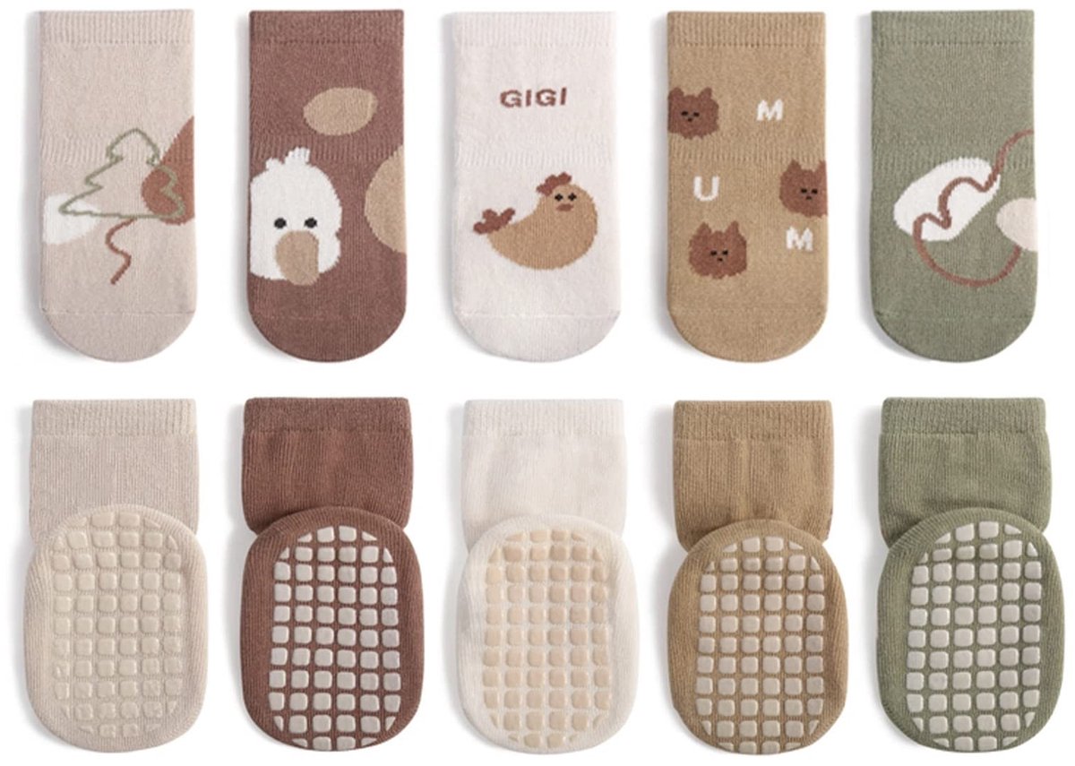 Dailygoods - Dailygoody - Baby Antislip Sokken - Katoenen Peutersokken - Warm en Gezellig - Voor Jongens en Meisjes - Antislip Grips - Perfect voor Leren Lopen