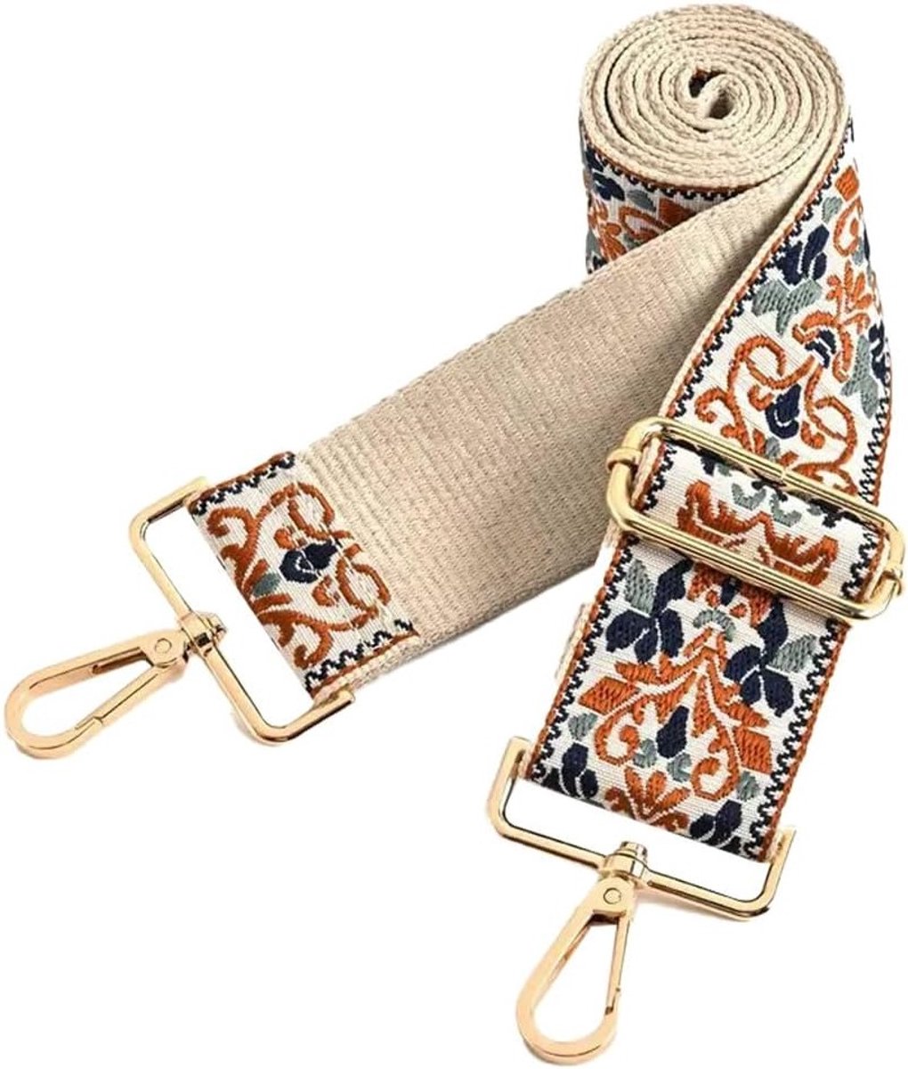 Verstelbare canvas riem voor dames met borduurwerk, 5 cm breed, ideaal voor dagelijks gebruik, reizen en modeaccessoires