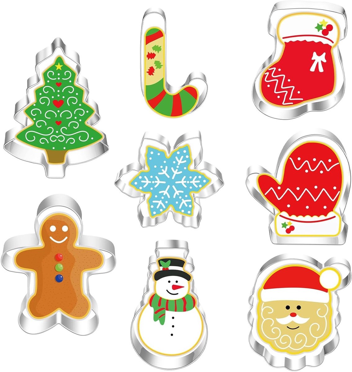 8 Delige Grote Kerst Koekjesvormpjes Set - Uitstekers voor Feestelijk Bakken