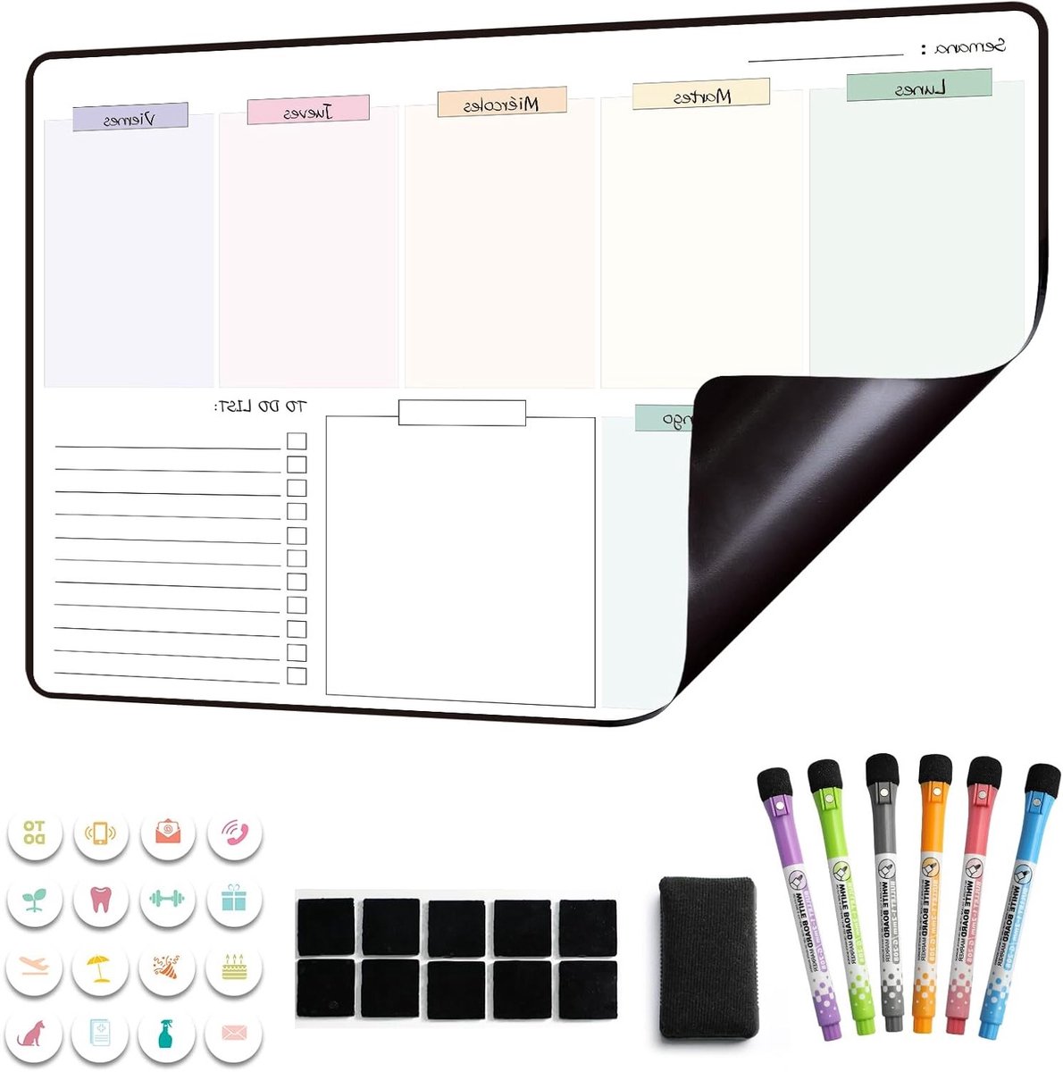 Magnetische Weekplanner voor de Koelkast - 42 x 28 cm - Organiseer je Week Efficiënt met Een Drooguitwisbare Planner