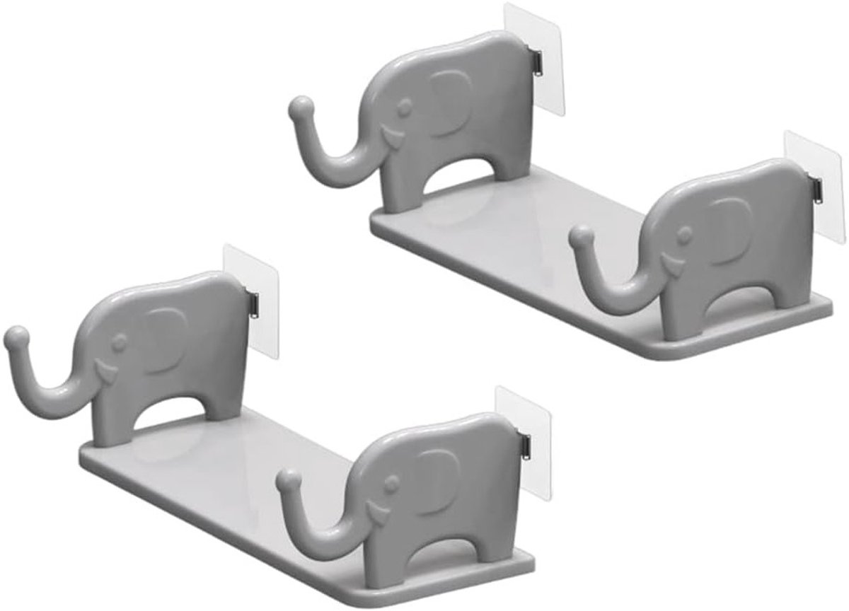 2-Pack Drijvende Wandplanken voor Kleine Bluetooth Speakers - Muurbeugels voor Opslag en Decoratie in Slaapkamer, Badkamer, Woonkamer en Keuken, Grijs