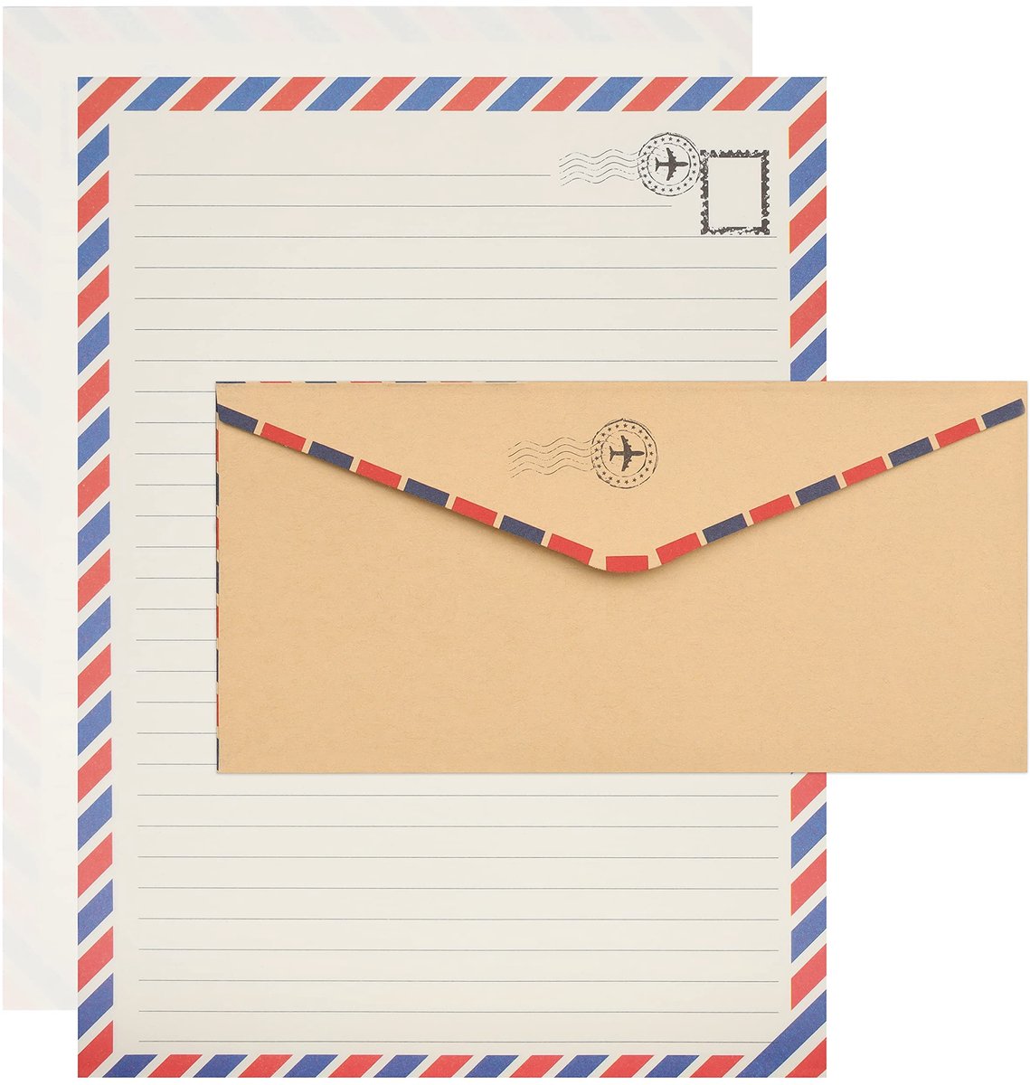 Dailygoods - Dailygoody - Briefpapier met Enveloppen - Vintage Reispapierset - 96 Stuks - Voor Uitnodigingen en Bedankbrieven - Premium Kwaliteit