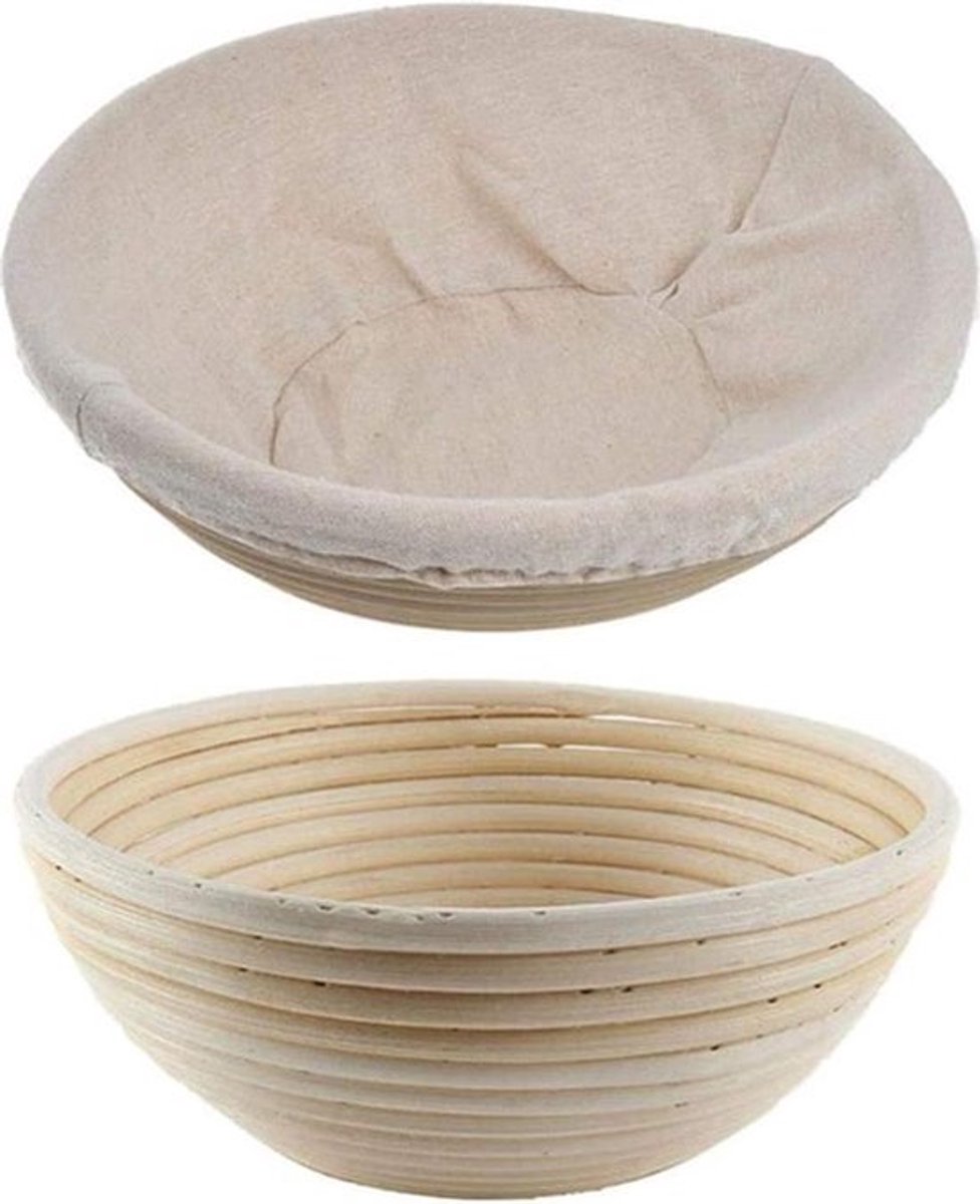 Rijsmandje - Ronde rotan fermentatiemand - 20x8 cm - Inclusief deegdoek