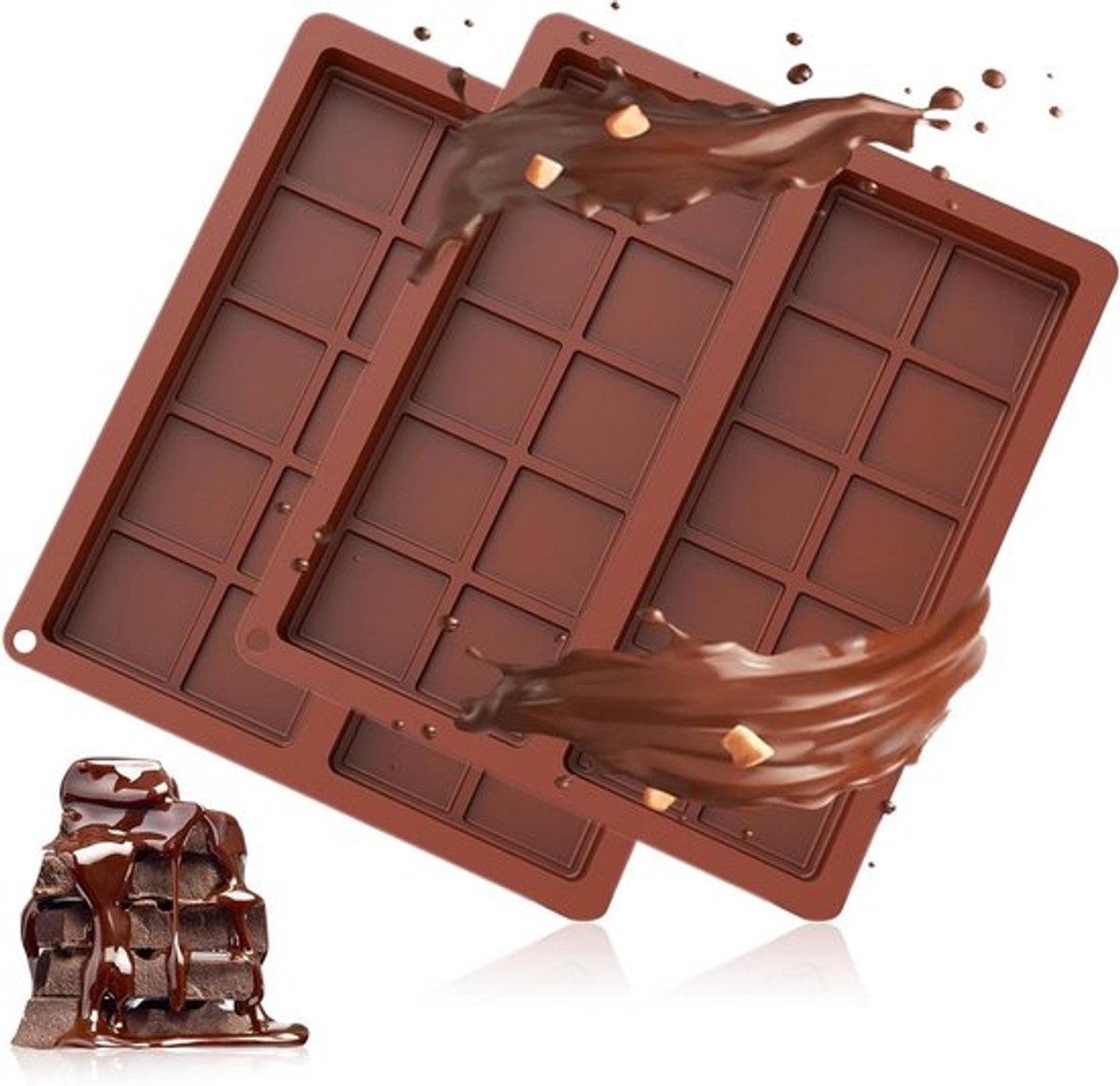 2 stuks Diepe Siliconen Chocoladebakvormen - Extra Diep voor Bonbons en Snoepjes