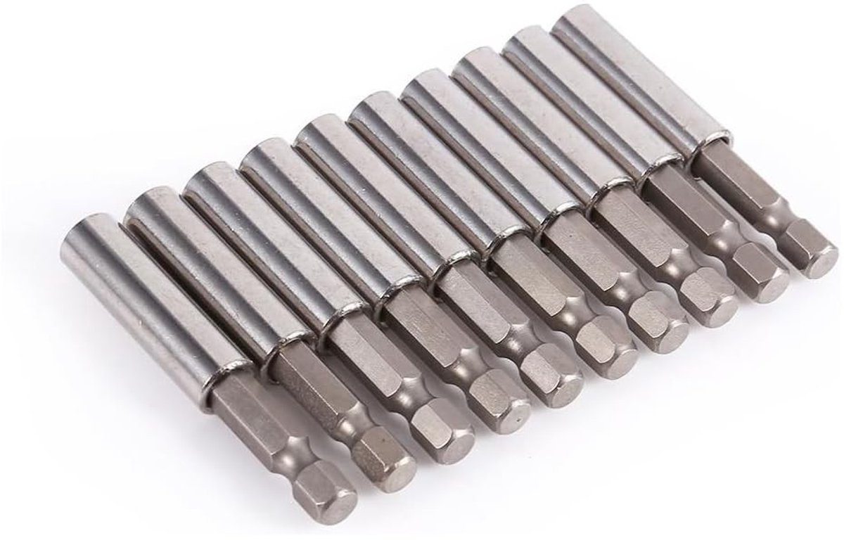 Dailygoody - Magnetic Screwdriver Bit Holder - 10 Stuks - 60mm Lengte - Hex 1/4 Inch - Geschikt voor Power Tools - Carbon Staal