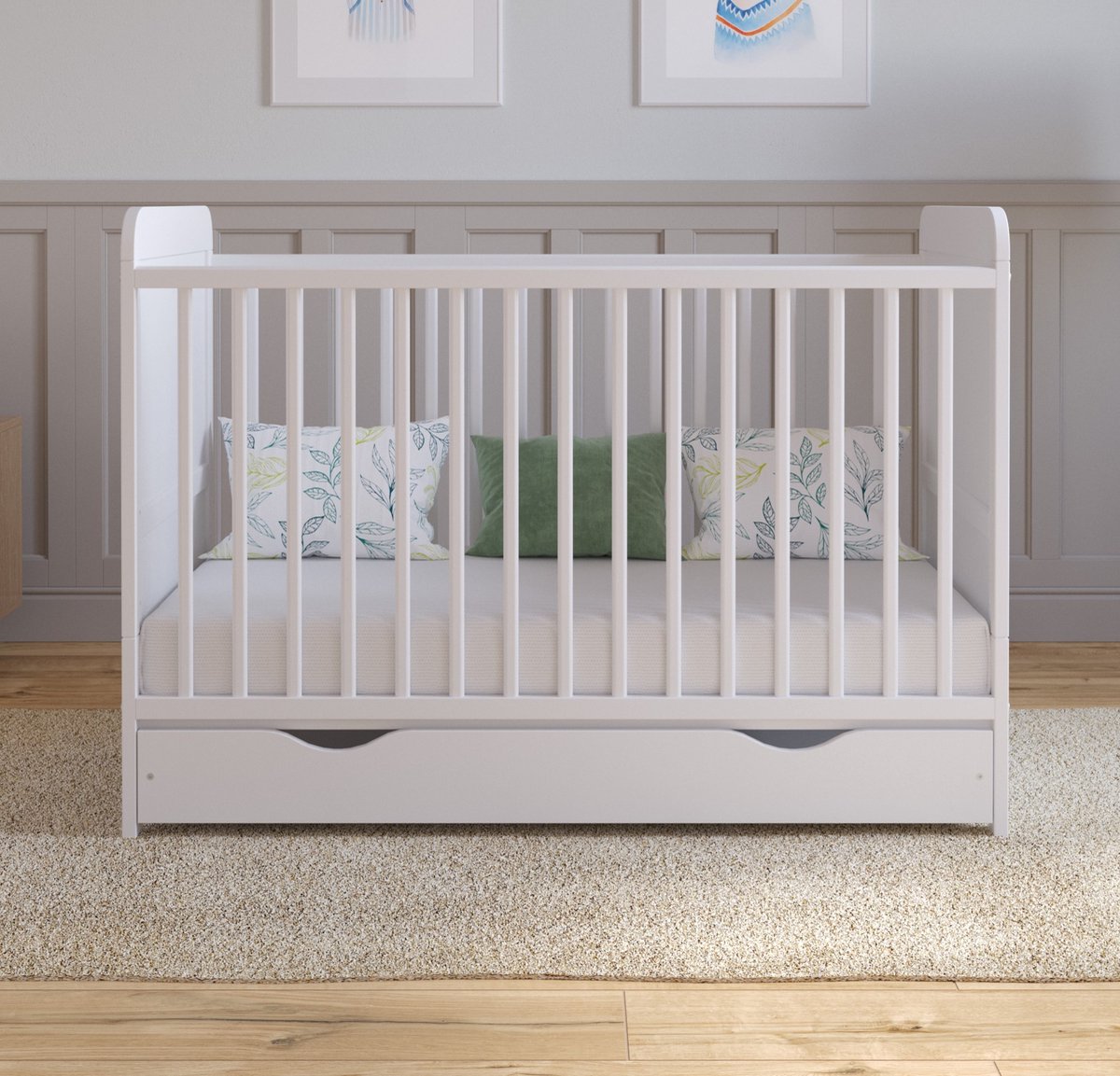 Love For Sleep Levi Babybedje 2-in-1 - Meegroeibed 120x60 cm - Inclusief GOWOLL Koudschuimmatras & Schuiflade - Massief Grenenhout - Wit