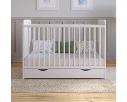 Love For Sleep Levi Babybedje 2-in-1 - Meegroeibed 120x60 cm - Inclusief GOWOLL Koudschuimmatras & Schuiflade - Massief Grenenhout - Wit