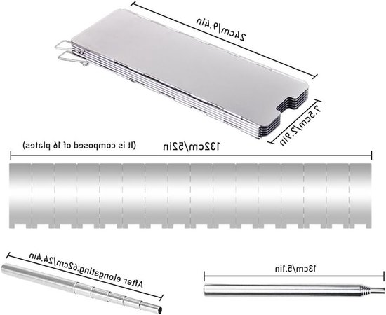 Opvouwbare Aluminium Windscherm voor Kamperen met 16 Lamellen en Telecopische Blazerpijp voor Buitenactiviteiten, Picknicks en Koken op Gasfornuis — afbeelding 5